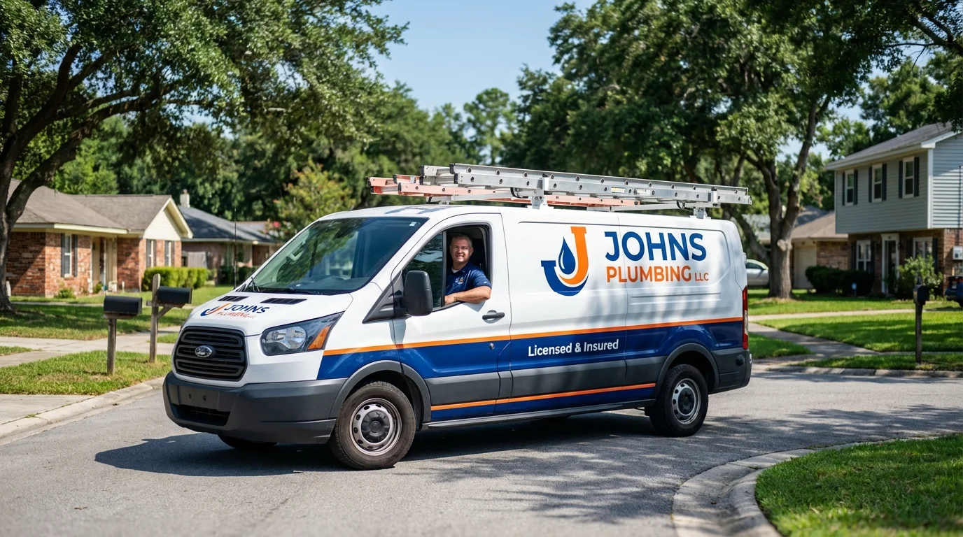 Johns Plumbing LLC service van in Slinger, WI