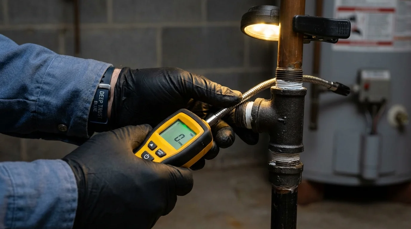Gas leak detection with electronic sniffer by Johns Plumbing LLC in Slinger